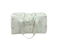 Zambuph Wide Application Outgoing Baby Diaper Storage Bag for Comfortable Travel Cotton Travel Shopping Cross-Body Shoulder Bag, Leaves Milky-White