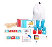 Zambuph Wood Letter Blocks Flash Cards Word Spelling Games Learning Activities Kids Puzzle Educational Toys Reading Blocks Spelling Reading Toy Letter Block