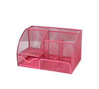 Zambuph Workspace Tidy With Stylish Pen Holder And Desk Tidy Metal For Unisex Desk Supplies Organisers Stationary Organizer, Rose Red, 480g