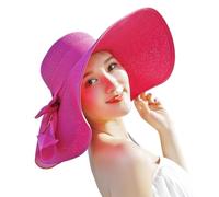 Zambuph Yourself Stylish and Shielded Sun with Easy-to- Straw Hat Effective Sun Women's Floppy Big Brim Hat, Rose red