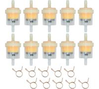 ZAMDOE 5mm Universal Gas Inline Fuel Filter Mini Moto Fuel Filter Motorcycle Petrol Filter for Lawnmower Scooter Motorcycle ATV Quad Go Karts(Pack of 10 with 10Pcs 8mm Hose Clamps)