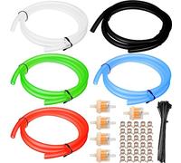 ZAMDOE Petrol Fuel Line Hose Fuel Pipe(5 Pcs * 1 Meter) High Temperature Rubber Fuel Hose for Motorcycle, Chainsaws, Weedeaters, Trimmers(Black/Red/Blue/Green/Transparent), with Fuel Filter Clamp