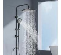 Zamery Square Overhead 29 * 19cm Rain Shower Kit and Hand Held Shower Twin Bath Set for Bathroom, Stainless Steel,Matte Black