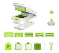 ZAMETTER 10 in 1 Vegetable Chopper Vegetable Cutter Mandoline Vegetables Slicer Veggie Onion Salad Food Chopper Manual Potato Chipper Veg Chopper and Dicer Kitchen Tools(Green)