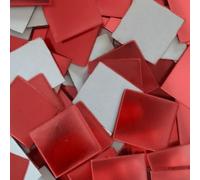 ZAMETTER 100 Pcs Self Adhesives Glass Mirror Stickers 50 x 50 mm Square Mosaic Tiles for DIY Disco Ball Crafts Reflective Wall Decor Kitchen Bathroom Bedroom(Red)