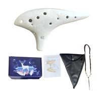 ZAMETTER 12-Hole Ceramic Ocarina Instrument Set Perfectly Tuned, Wide Range, Smooth Feel, Easy To Learn Includes Song Book, Carry Bag(White)