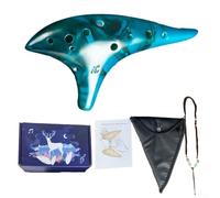 ZAMETTER 12-Hole Ceramic Ocarina Instrument Set Perfectly Tuned, Wide Range, Smooth Feel, Easy To Learn Includes Song Book, Carry Bag(Blue)