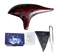 ZAMETTER 12-Hole Ceramic Ocarina Instrument Set Perfectly Tuned, Wide Range, Smooth Feel, Easy To Learn Includes Song Book, Carry Bag(Brown)