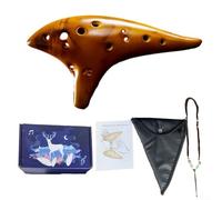 ZAMETTER 12-Hole Ceramic Ocarina Instrument Set Perfectly Tuned, Wide Range, Smooth Feel, Easy To Learn Includes Song Book, Carry Bag(Gold)