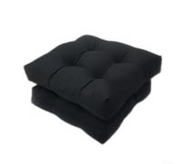 ZAMETTER 2 Pack Tufted Outdoor Chair Cushions Polyester Fabric with 15D High Elastic PP Cotton Filling for Patio Garden Furniture 19 x 19 x 5 Inch Square Pads for Wooden Aluminium(black)
