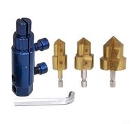 ZAMETTER 3pcs Hexagonal Shank Drill Bits and Broken Wire Extractor Set for Water Pipe Expansion HSS Metal 20mm 25mm 32mm Blue Gold