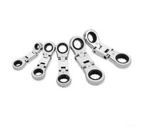 ZAMETTER 5pc Flex-Stubby Ratcheting Combination Wrench Set 12 Point Double End Spanner 8-19mm Chrome Vanadium Steel for Tight Spaces