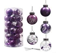ZAMETTER 6cm Christmas Baubles 30 Pcs Shatterproof Glitter Hanging Balls Orn-aments for Xmas Tree Wedding Anniversary Party Home Decoration Plastic Red Gold Silver Blue Purple White(purple)