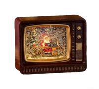ZAMETTER Christmas TV Music Box Ornament with Falling Snow Scene and LED Light Musical Snow Globe Decoration Featuring Santa Claus/Snowman/Elk for Home Décor Holiday Celebrations(Red Santa Claus)
