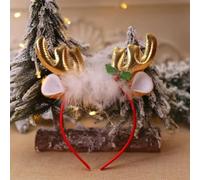 ZAMETTER Creative Christmas Hair Hoop Featuring Elk Horns and a Star Design for Kids' Wear (B-C131)