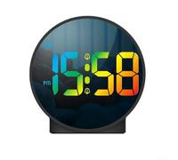 ZAMETTER Digital Alarm Clock with Colorful Curved LED Display Large Numbers Four Brightness Levels Dual Alarms Snooze Function Five Alarm Modes USB Battery Powered Memory for Bedside Home(Is black)