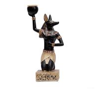 ZAMETTER Egyptian Cat Statue,Resin Handmade Cat Sculpture Decoration Ancient Exotic Collectible Statue Home Garden Ornate Decoration(Anubis candlestick)