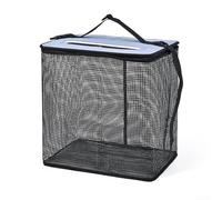 ZAMETTER Floating Fishing Basket Collapsible Floating Fish Keeper Net Pearl Cotton Top Underwater Storage Basket Mesh Storage Cage for Fish Crayfish Lobster Black Gray(39x25x42)