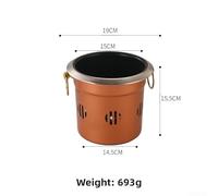 ZAMETTER Korean Style Stainless Steel Hot Pot Cooker with Integrated Alcohol Fuel Stove for Outdoor Cooking BBQ and Skewers Windproof Design Dual Ear Handles(gold-19CM)