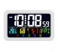 ZAMETTER Large Screen Electronic Clock Digital LED Electronic Temperature Humidity Display Wall Clocks Remote Control Living Room Bedroom Desk Countdown Timer for Home Office(White B)