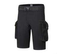 ZAMETTER Men 3mm Neoprene Diving Shorts with Pockets Safety Buckle Drain Holes for Surfing Swimming Rafting Beach Water Sports Black(XXXL)