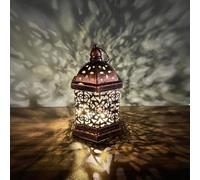 ZAMETTER Moroccan Style Metal Lanterns, Hanging Decor, for Durable Iron Battery Powered(Small)