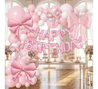 ZAMETTER Pink and White Balloon Garland Arch Kit 102 Pcs for Wedding Reception, Bridal Shower, Baby Shower, Engagement Party, Anniversary Celebration Backdrop Decoration(JT-HD01-Bow)