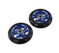 ZAMETTER Scooter Wheels 2Pcs 100mm Professional Tri-ck Scooter Wheels PU High Elasticity Tire Aluminum Alloy Hub Stunt ScooterS Wheel for Scooters Blue