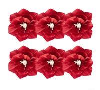 ZAMETTER Set of 6 Artificial 3D Crepe Paper Flowers with Realistic Texture and Vibrant Colors for Wedding Party Baby Shower and Home Decoration, Handcrafted Large 20cm Diameter F(Big red)