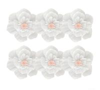 ZAMETTER Set of 6 Artificial 3D Crepe Paper Flowers with Realistic Texture and Vibrant Colors for Wedding Party Baby Shower and Home Decoration, Handcrafted Large 20cm Diameter F(White pink)