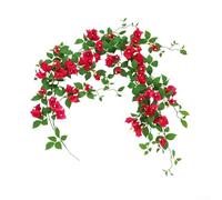 ZAMETTER Simulation Vine 150cm Artificial Delphinium Vine Silk Flowers Rattan Door Hanging Home Decor Indoor Outdoor Wedding Garden Wall Decoration for Party Home Decor(Red)