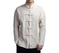 ZAMETTER Stylish Chinese Kung Fu Jacket for Men Comfortable Tang Suit Uniform for All Occasions (2XL Apricot)