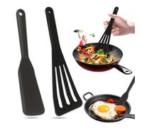 Zamety 2 Pieces Silicone Spatula, Fish Spatula Turner, Heat Resistant Silicone Spatulas for Cooking, Non-Stick Black Spatulas for Fish, Eggs, Pancakes, Pizza, Steak, Omelette, Crepes