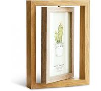 Zamety 6x4 Photo Frames, Rotating Floating Wooden Picture Frames 360° | Double Sided Picture Frames with Acrylic Panel, Ideal for Wedding Gifts, Family Celebrations, Festive Gifts