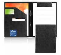 Zamety A4 Clipboard with Lid, PU Leather Clip Boards a4 with Cover, Multifunctional Leather Conference Folder, Folding Clipboard with Magnetic Document Compartments and Pen Holder