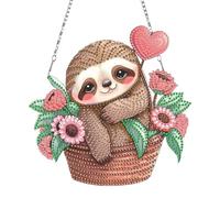 Zamety Diamond Painting Pendant, Sloth Diamond Painting Animals, Diamond Crystal Art Hanging with Chain, Hanging Ornaments for Window, Wall and Entrance Decor