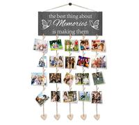 Zamety Hanging Photo Display, Photo String with Clips, Collage Picture Frames with Small 20 Wooden Clips, 6 Ropes and 5 Heart-shaped Decorations, Personalised Gifts, Gifts for Girlfriend