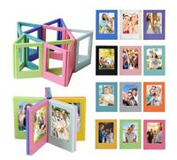 Zamety Magnetic Photo Frames for Fridge, 12 PCS Mini Magnetic Picture Frame, 3 Inch Colorful Mini Photo Frames for Fridge, Desktop, DIY, Changeable Combination Editable Creative, 12 Colors