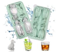 Zamety Silicone Ice Cube Tray, Ice Cube Tray with Lid, Labrador Ice Cube Tray with Lid, 4 Compartments Large Ice Cube Tray, Green Silicone Ice Cube Tray with Lid, Ice Cube Trays for Cocktail