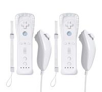 Zamia 2 Packs Upgrade Controller with Silicone Case and Wristband,Remote Controller with Nunchunk Compatible for Wii/Wii U Games(White)