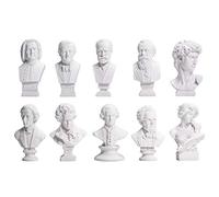 zamonji Pack of 10 Mini Classic Composer Musicians Resin Bust Statues Sculpture Dollhouse Accessories Desk Decoration