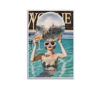 Zamou Summer Blue Pool Hot Girl Disco Ball Canvas Poster Wall Art Decorative Living Room Posters Bedroom Posters 12x18inch(30x45cm) Unframe-style