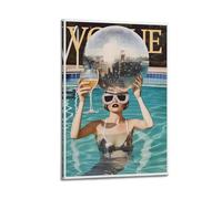 Zamou Summer Blue Pool Hot Girl Disco Ball Canvas Poster Wall Art Decorative Living Room Posters Bedroom Posters 16x24inch(40x60cm) Frame-style