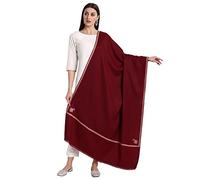 Zamour Kashmiri Shawl for Women, Pashmina Style Fine Kingri Embroidery Wool Wrap (Maroon)
