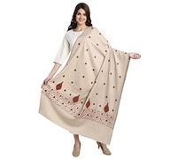 Zamour Kashmiri Shawl for Women, Pashmina Style Paper Mache Embroidery Wool Shawls for Winter (Taupe) (Taupe)