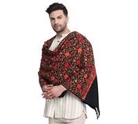 Zamour Men's Indian Embroidery Traditional Stole Shawl Lohi Wrap for Prayer Meditation (Black)