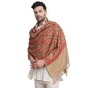 Zamour Men's Indian Embroidery Traditional Stole Shawl Lohi Wrap for Prayer Meditation (Brown)