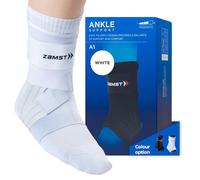 Zamst A1 White Ankle Brace for Sports - Breathable Sports Ankle Support for Men and Women with Adjustable Three Way Straps for Moderate Lateral Ankle Sprain - Left, Large