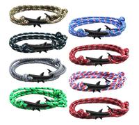 ZAMXHUG 8pcs Multi-color Marine Rope Cord Nautical Surf Bracelet - Adjustable Fashion Braided Bracelets, Sailing Rope Shark Bracelets, Handmade Nylon Charm Bracelet for Men and Women, Surfer Gift