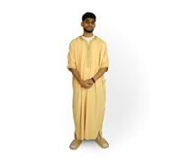 ZAMZAM Pearl Gandoura - Mens Morrocan Thobe Cream - Size L
